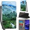 PHINIENLAND Cover per Huawei Mate 20 lite custodia portafoglio Foresta | 3 scomparti carte, 1 tasca banconote, Chiusura magnetica, Supporto, Pelle PU flip cover per Huawei Mate 20 lite