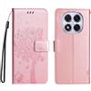PEIYE Custodia per Xiaomi Redmi Note 14 Pro 5G - Custodia flip in pelle PU, morbido silicone flessibile, portafoglio e scomparti per carte di credito, chiusura magnetica - Protezione Folio - oro rosa