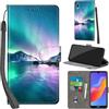 PHINIENLAND Cover per Huawei Honor 8A 2019/2020 / Huawei Y6 Prime 2019 Case PU Pelle Custodia [Kickstand] [Chiusura magnetica] [Slot per Schede], Portafoglio Flip Custodia per Honor 8A,Aurora