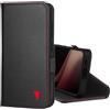 TORRO Custodia Compatibile con Samsung Galaxy S24 5G - Custodia a Portafoglio in Pelle Premium con Cavalletto e Slot per Carte (Nero con dettaglio Rosso)