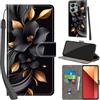 PHINIENLAND Cover per Xiaomi Redmi Note 13 Pro 4G custodia portafoglio Fiori | 3 scomparti carte, 1 tasca banconote, Chiusura magnetica, Supporto, Pelle PU flip cover per Xiaomi Poco M6 Pro
