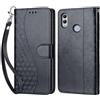 KENHONER Compatibile Cover con Honor 10 Lite/Huawei P Smart 2019,Premium Pelle PU Portafoglio Flip Libro Custodia Cover per Huawei P Smart 2019 [Protezione Completa] (Nero 3D)