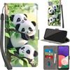 PHINIENLAND Cover per Samsung Galaxy A22 5G Case PU Pelle Custodia [Kickstand] [Chiusura magnetica] [Slot per Schede], Portafoglio Flip Custodia per Samsung A22 5G,Panda