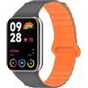 Koelaa Cinturino Magnetico Compatibile con Xiaomi Smart Band 9 Pro/8 Pro, Cinturino Magnetiche in Silicone Morbido e Traspirante per Redmi Watch 6/5/4 - Grigio + Arancione