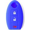Lage Guscio Cover Chiave in Silicone per Telecomando Auto Nissan 3 tasti (vedere compatibilità nelle foto) Qashqai Micra Juke Murano X-Trail Almera Elgrand Cube Altima Navara Note Pathfinder (BLU)