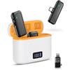 ZIMAOER microfono lavalier wireless microfoni lavalier con custodia di ricarica, riduzione del rumore, trasmissione 40 m, durata della batteria 8H, microfono compatto senza fili per smartphone