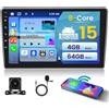 Inefala [4G+128G]Inefala Android 15 Autoradio per Peugeot 407 2004-2008 con Wireless Carplay Android Auto, 9 Pollici Touchscreen Stereo Auto Bluetooth con Navi GPS WiFi RDS/FM SWC Retrocamera Mic