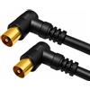 electrosmart Cavo coassiale maschio per antenna TV con connettori placcati oro ad angolo retto a 90 gradi, lunghezza: 1 m/100 cm, colore: nero