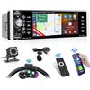 Inefala Autoradio Bluetooth 1 Din con Wireless Carplay Android Auto 5,1 Pollici Touchscreen Stereo Auto Supporta Bluetooth/Mirror Link/FM AM RDS Radio/USB/AUX/TF/EQ con Telecamera Posteriore