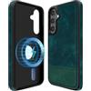 COODIO Custodia in Pelle per Samsung Galaxy S24 Plus 6,7 Pollici, Cover Magnetica Compatibile con MagSafe/Caricatore Wireless, Custodia Sottile e Creativa, Verde Scuro