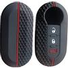 通用 Happyit - Cover in silicone per telecomando per Fiat 500 Ducato Panda 500 L, punto Lancia Musa (nero + rosso)