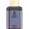 NFHK Adattatore da USB-C tipo C femmina a HDMI Sink HDTV 8K @ 60hz 4K @ 120hz per tablet, telefono e laptop