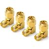 AmiCera Adattatore angolare a 90 gradi per cavo coassiale, 4 pezzi SMA maschio a femmina SMA placcato oro, adattatore angolare per audio FPV Drone antenna video WiFi ripetitore antenna connettore cavo