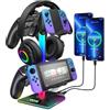VCOM Supporto per cuffie RGB con 2 USB e 1 connettore di tipo C, supporto per cuffie da gioco con 10 modalità di luce, accessori per cuffie per PC, gamer, Xbox PS5 (nero)