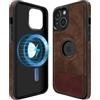 COODIO Logo-View Custodia in Pelle per iPhone 15 6,1 Pollici, Cover Magnetica Compatibile con MagSafe, Custodia Sottile e Creativa, Marrone