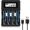 CITYORK 1,5 V Batterie ricaricabili al litio AAA, 4 batterie AAA da 1200 mWh con Caricatore 4 slot Ricarica Rapida USB