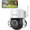 INQMEGAPRO Telecamera IP PTZ WiFi 2.4GHz per la sicurezza domestica, Telecamera a cupola di sorveglianza con zoom 4X da esterno, visione notturna a colori