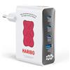 DCHK Haribo Caricatore USB C 100W Rapido, Alimentatore 4 Porte GaN con Display LED, PD/PPS Presa USB C Compatibile con MacBook Pro/Air, iPhone 17/16/15, Galaxy S25/S24, Laptop/iPad/Switch, Regalo, Rosso