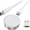 Basesailor Caricatore Magnetico per Apple Watch 11 10,Base Ricarica Wireless USB C 5W,Multi Kit Adattatore con Cavo Tipo C & Convertitore USB A per iWatch Series 9 8 7 SE Ultra,42 46 44mm,iPhone 17 16