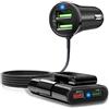 MTAKYI Caricabatteria da auto a 4 porte multiplo, adattatore per caricabatteria da auto QC 3.0 Caricabatteria da auto USB per smartphone con cavo da 5 piedi per la ricarica del sedile anteriore e posteriore