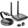 AIMIBO Wireless HDMI Transmitter and Receiver, HDMI Senza Fili, 164 Piedi/50MTrasmettitore e Ricevitore HDMI Wireless 4K Adattamento a Doppio Schermo, Nero
