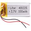 Liter energy battery Batteria 401225 LiPo 3.7V 100mAh 0.37Wh 1S 5C Liter Energy Battery per l'elettronica Ricaricabile Telefono Portatile Video Luce LED GPS - Non adatto per Radiocomando 27x12x4mm (100mAh|401225)