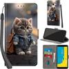 Haninsuze Cover per Samsung Galaxy J6 2018 Custodia Cover Pelle Libro Portafoglio con Porta Carte Magnetica Protezione Antiurto Cuoio Flip Case Custodia Cover per Samsung J6 2018, Gatto
