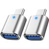 Mepsies Adattatore USB C a USB 3.0, 2 Pezzi, Adattatore USB C, Compatibile con iPhone 17/16/15, MacBook Pro, Samsung Galaxy, Smartphone Tipo C, Tablet e Altro (Argento)