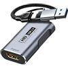 GKEAPZA Scheda di acquisizione video, scheda di acquisizione da HDMI a USB 3.0 4K, da HDMI a USB/USB C, registrazione video in 1080p a 60Hz, per insegnamento, trasmissione, giochi, streaming, videoconferenza