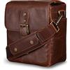 MegaGear MG1523 Messenger Bag in pelle per fotocamere Mirrorless, Instant e DSLR - Marrone scuro