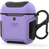 ORETECH Compatibile con Cover Airpods, Custodia per Airpods 1 e 2, Heavy Duty Airpods(1&2) Protettiva 2in1 Ibrida Silicone Gomma e Fibra di Carbonio Hard PC per Apple Airpods 2,1 (LED Visibile)- Viola