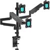 ONKRON Supporto Monitor Scrivania per 3 Schermi 13-32 pollici, Carico totale 24 kg, Braccio Monitor VESA 75x75-100x100 mm, Supporto Schermo PC Scrivania Girevole, Inclinabile, Nero G280-B
