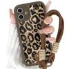 Yirlbey Cover con Cordino Orologi per iPhone 11 6,1, Morbido Silicone Custodia con Aesthetic Leopardata Marrone Disegni, Antiurto Protettiva Case con Tracolla Collana per catena iPhone11,mucca