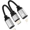 HOYULLI Adattatore Lightning Auricolari Doppio Jack 2in1 per iPhone 14 13 12 per iPad Cavo Audio Caricatore Connettore Certificato MFI per Apple Accessori Auto Lightning Auricolari Microfono Adattatore