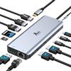 LIONWEI USB C Docking Station 2 HDMI DP Display Port Hub USB C Triple Display USB C Adattatore Dual Monitor 10Gbps USB3.1 Multiport 13 in 1, USB2.0, RJ45, PD, Dock per Dell,HP, Lenovo, ecc