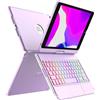 aMZCaSE Custodia con tastiera per per iPad 9a gen 10.2'' 2021,360° Flip cover rigida sottile e rigida,tastiera Bluetooth wireless con 7 retroilluminazione Auto Sleep/Wake per iPad 9/8/7a gen (Viola)