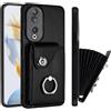 Kainevy Cover per Honor 90 con Porta Carte per Donne, Antiurto Nera Custodia per Honor 90 Cover Pelle Resistente Portafoglio con Supporto Case Slot per Scheda (Nero)