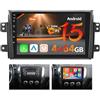 Roinvou 4+64G Autoradio Android per Suzuki SX4 2006-2013 Fiat Sedici 2005-2014 Carplay senza fili Android Auto Schermo da 9 Pollici Touchscreen WIFI GPS Bluetooth 32EQ FM/RDS SWC Telecamera Posteriore