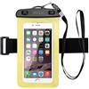 doupi Custodia Impermeabile del Telefono 100x190mm per 4.3 a 7.0 Pollici, Toccare Funzione di Schermo e Uscita Audio per l'uscita Audio per Cuffie Borsa da Spiaggia Fascia da Braccio, Giallo