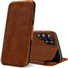 Verco Case per Samsung Galaxy S22 Ultra Custodia, Cover a Libro Pelle PU per Samsung S22 Ultra 5G Custodia Premio Booklet Protettiva, Marrone