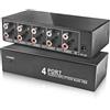 BolAAzuL - Splitter audio AUX + RCA L/R da 3,5 mm, 1 ingresso e 4 uscite, scatola di distribuzione audio stereo a 4 canali a 4 canali, splitter RCA 1x4 per lettore DVD, console di gioco, cuffie