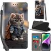 Haninsuze Cover per iPhone 15 Plus, Gatto | Pelle PU Portafoglio, Porta Carte, Magnetica, Libro, Antiurto Custodia