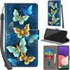 Haninsuze Cover per Samsung Galaxy A22 5G Custodia Cover Pelle Libro Portafoglio con Porta Carte Magnetica Protezione Antiurto Cuoio Flip Case Custodia Cover per Samsung A22 5G, farfalla dorata