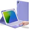 YMXuan Custodia con tastiera per iPad Pro 9.7, iPad Air 2, tastiera wireless rimovibile magica, custodia protettiva intelligente con portamatite (viola)