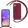 TQmchun Cover per Samsung Galaxy A06,Silicone Custodia con Laccio Collana Tracolla Bumper,Antiurto Antiurto Regolabile Collana Case,Rosso