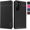 Gebei Custodia in vera pelle per Samsung Galaxy S22 5G, con funzione leggio, scomparto per carte di credito, chiusura magnetica, in pelle, colore nero