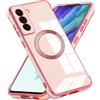 Kaywzo Cover per Samsung Galaxy S22+/S22 Plus 5G,Custodia in Silicone Placcato Compatibile con MagSafe,Protezione Antiurto a Quattro Angoli,Ultra Sottile Shiny Donna TPU Case,Rosa