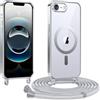 Kokio Cover Magnetica per iPhone 16e Case avec Cordino,Compatibile con MagSafe, Trasparente Morbido Custodia Paraurti Antiurto, Resistente all'us, Antigraffio, Argento