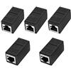 AAOTOKK Accoppiatore Cavo di Rete RJ45 Adattatore RJ45 Cavo Ethernet Femmina a Femmina Connettore LAN per Cavo Maschio Accoppiatore Ethernet Cat6 Cat5e in Linea(Neri/5 Pezzi)