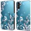 CLM-Tech Cover compatibile con Samsung Galaxy A17 5G / A26 5G - Custodia a portafoglio con Supporto e Scomparti per Carte di Credito, Fiori di prugna blu